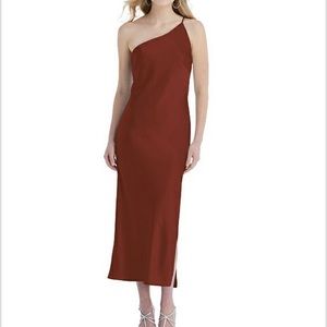 Dessy Social bridesmaids satin midi dress